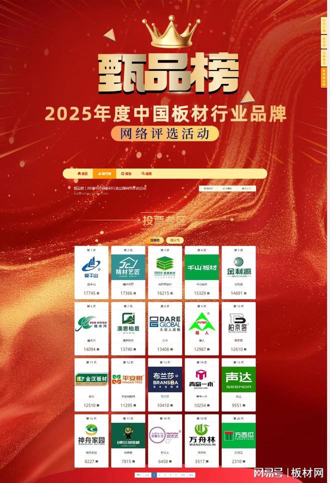板材行业十大品牌评选投票火热进行中！OG真人【甄品榜】2025年度中国(图4)
